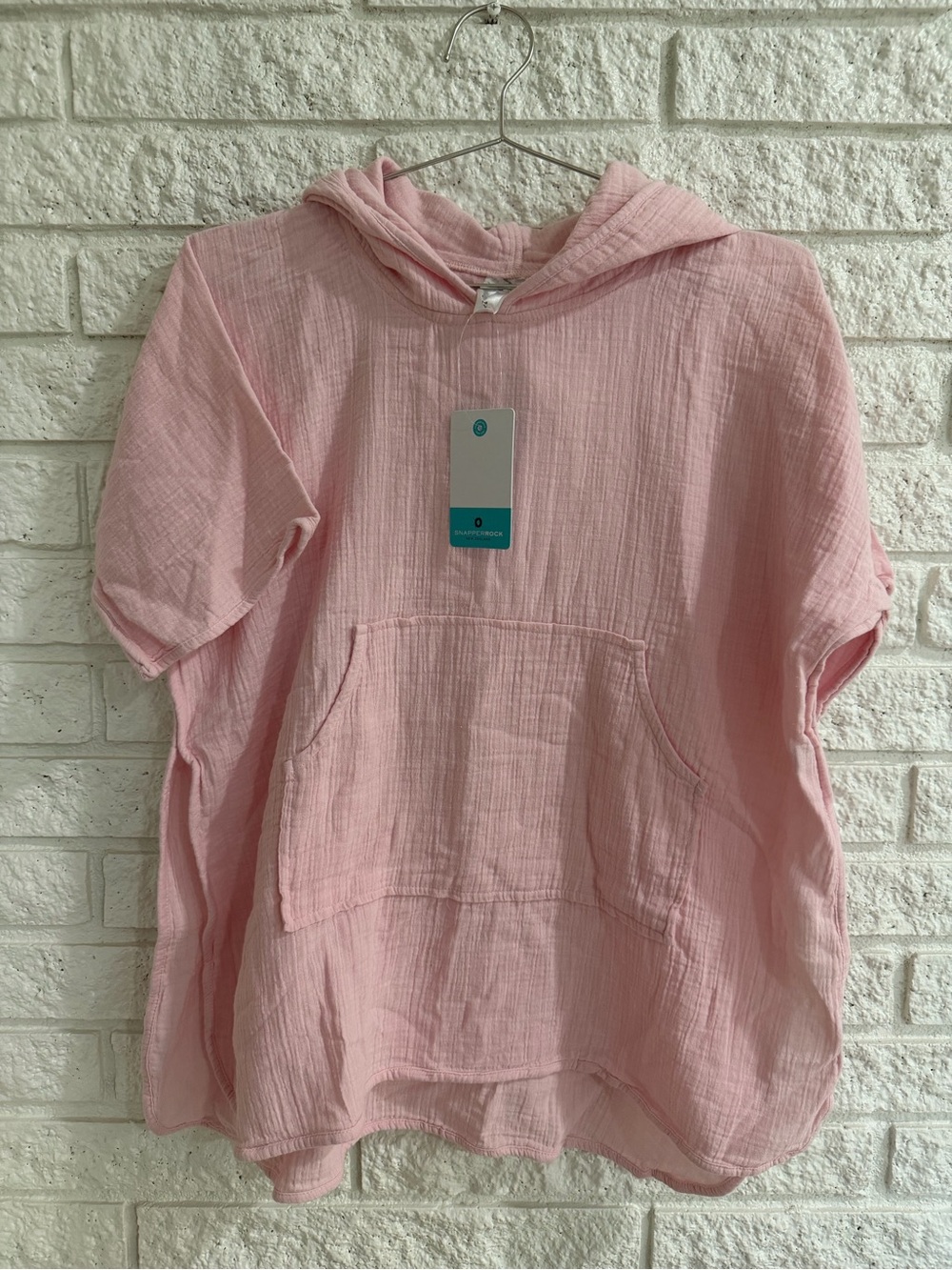 Snapper Rock Light Pink Hooded Gauze Beach Poncho Cover-Up 4-6